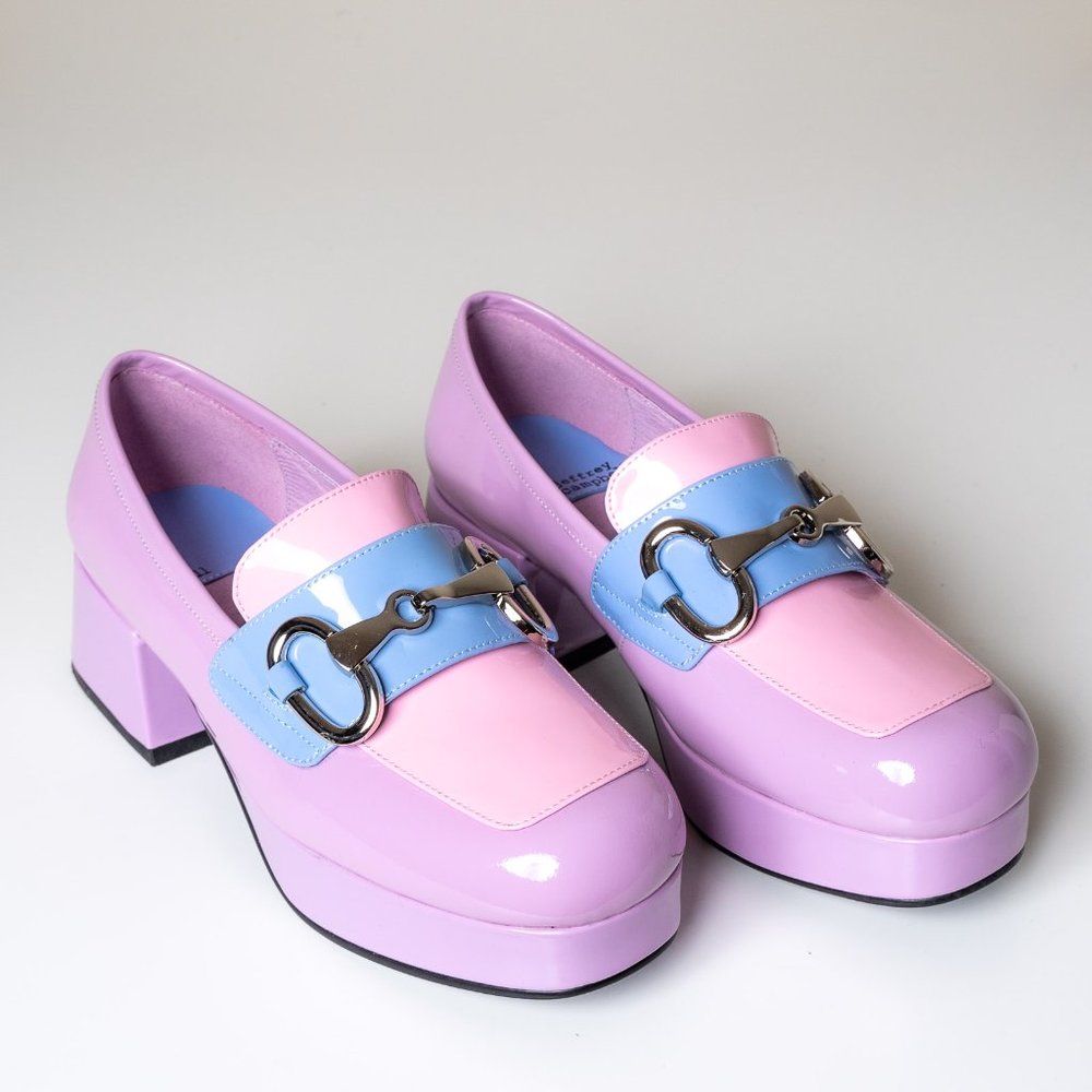 NEW 💕 Jeffrey Campbell Student 2 Platform Loafer Patent Leather Liliac - Picture 5 of 17